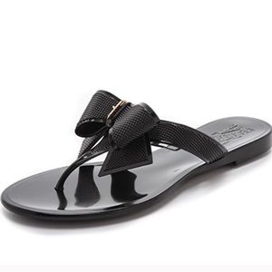 Salvatore Ferragamo Black Jelly Bali Flip Flops